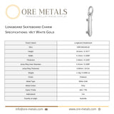 18ct White Gold - Longboard Skateboard Charm