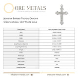 18ct White Gold - Jesus on Budded Trefoil Crucifix Charm