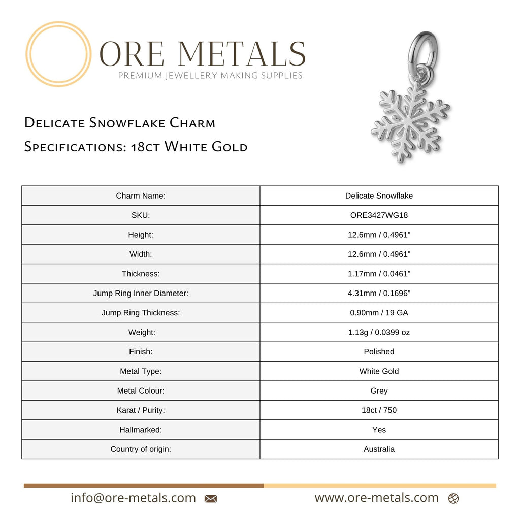 18ct White Gold - Delicate Snowflake Charm