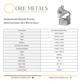 18ct White Gold - Gramophone Record Player Charm