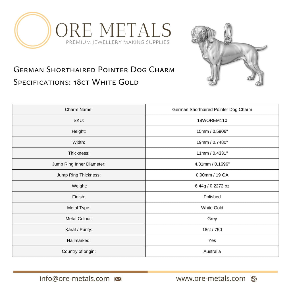 18ct White Gold - German Shorthaired Pointer Dog Charm