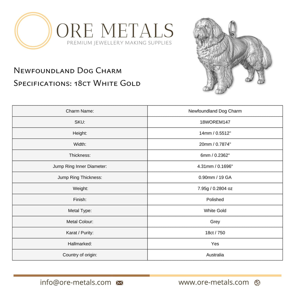 18ct White Gold - Newfoundland Dog Charm