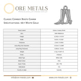 18ct White Gold - Classic Cowboy Boots Charm