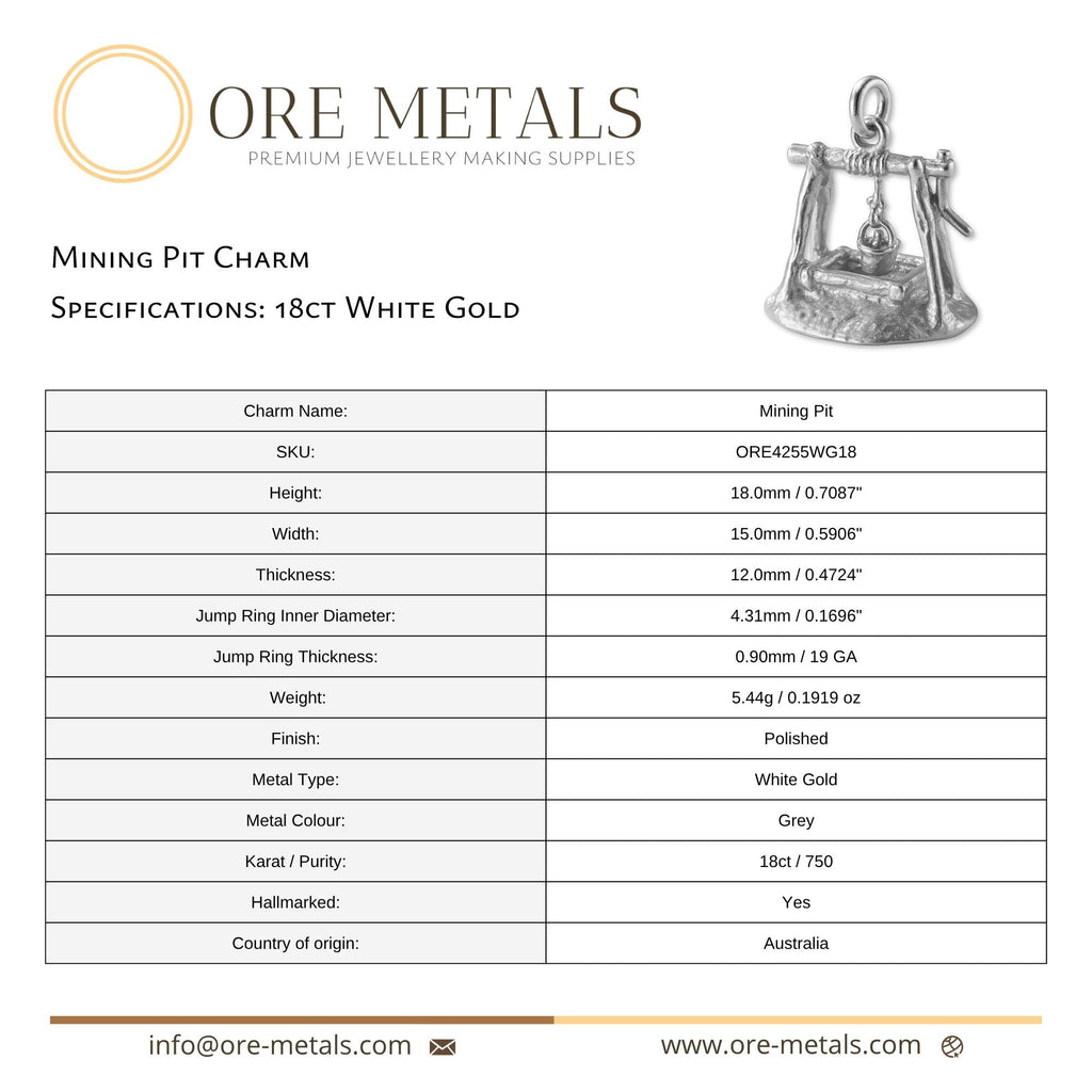 18ct White Gold - Mining Pit Charm
