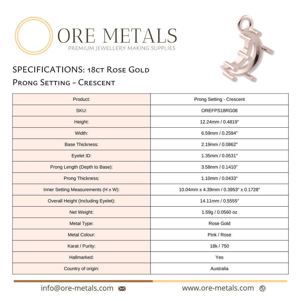 18ct Rose Gold - Crescent Prong Setting