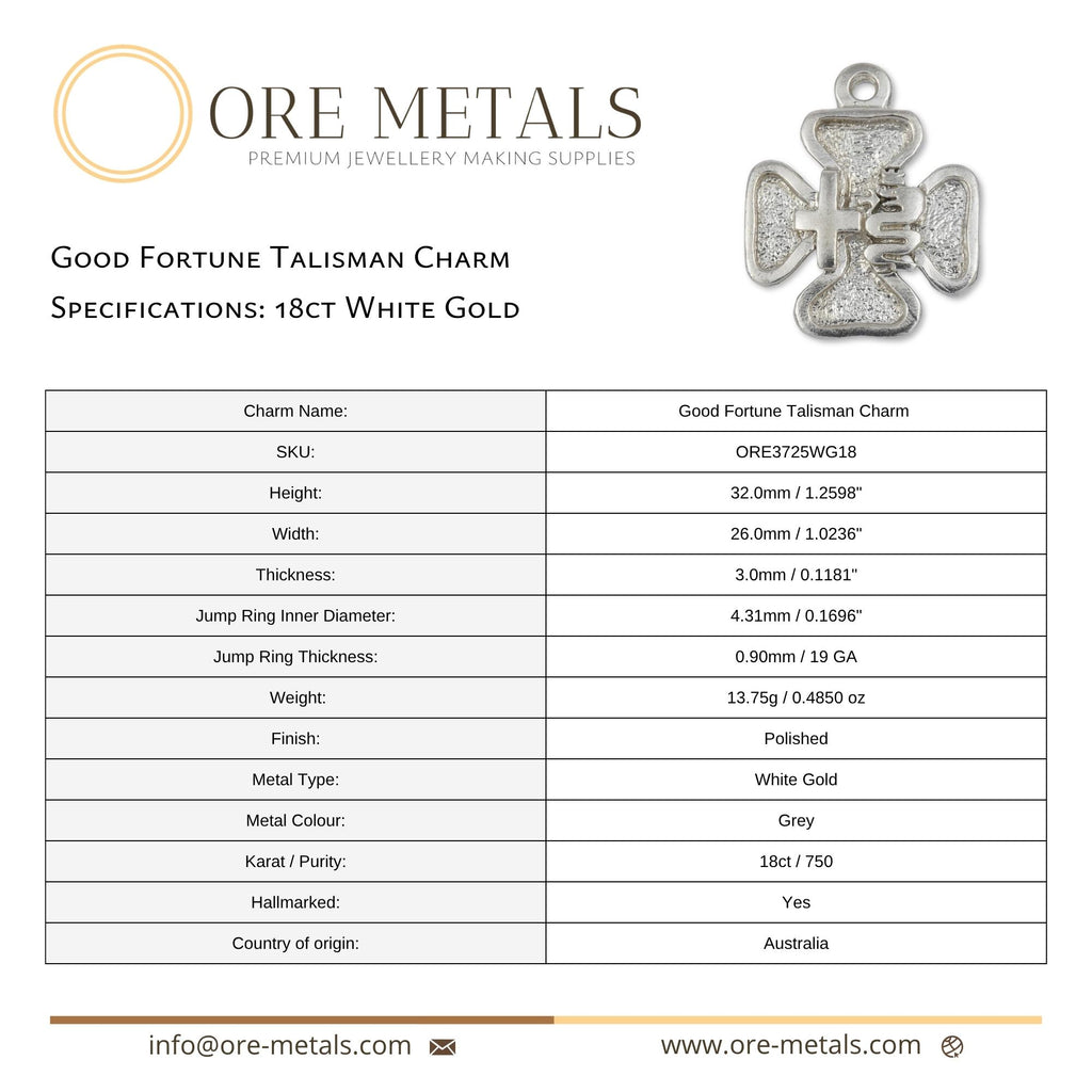 18ct White Gold - Good Fortune Talisman Charm