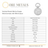 18ct White Gold - Vintage Pocket Watch Charm