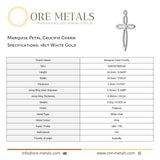 18ct White Gold - Marquise Petal Crucifix Charm