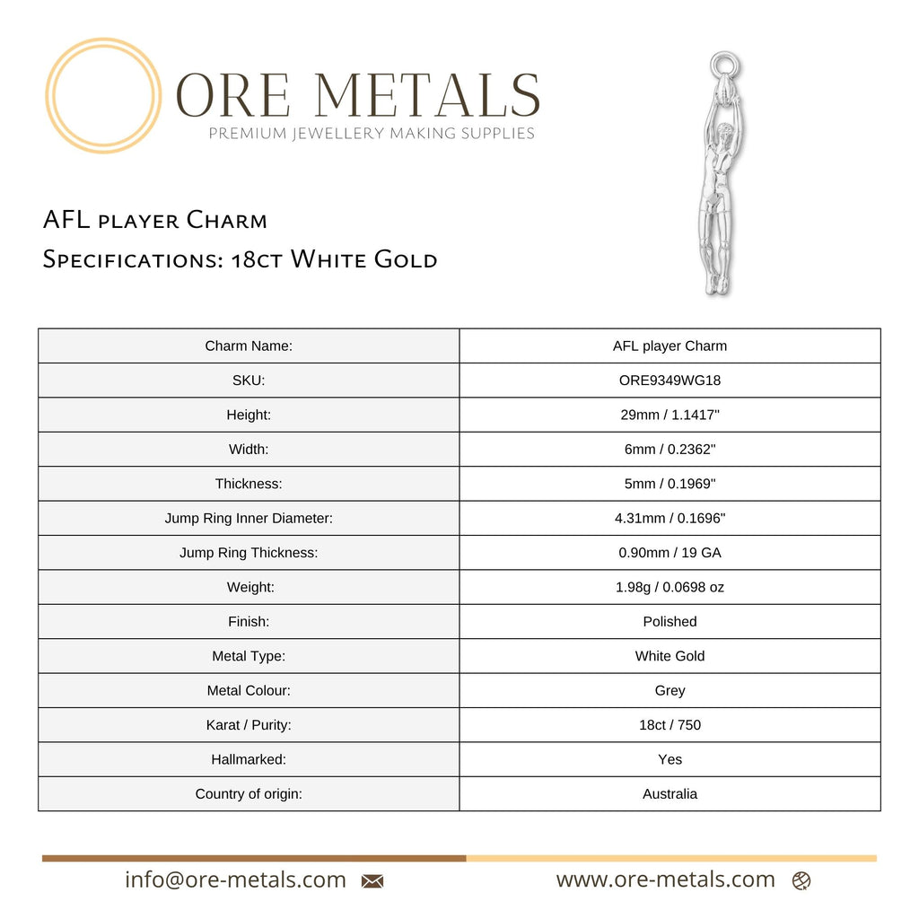 18ct White Gold - AFL player Charm