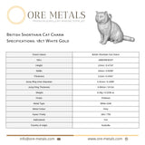 18ct White Gold - British Shorthair Cat Charm
