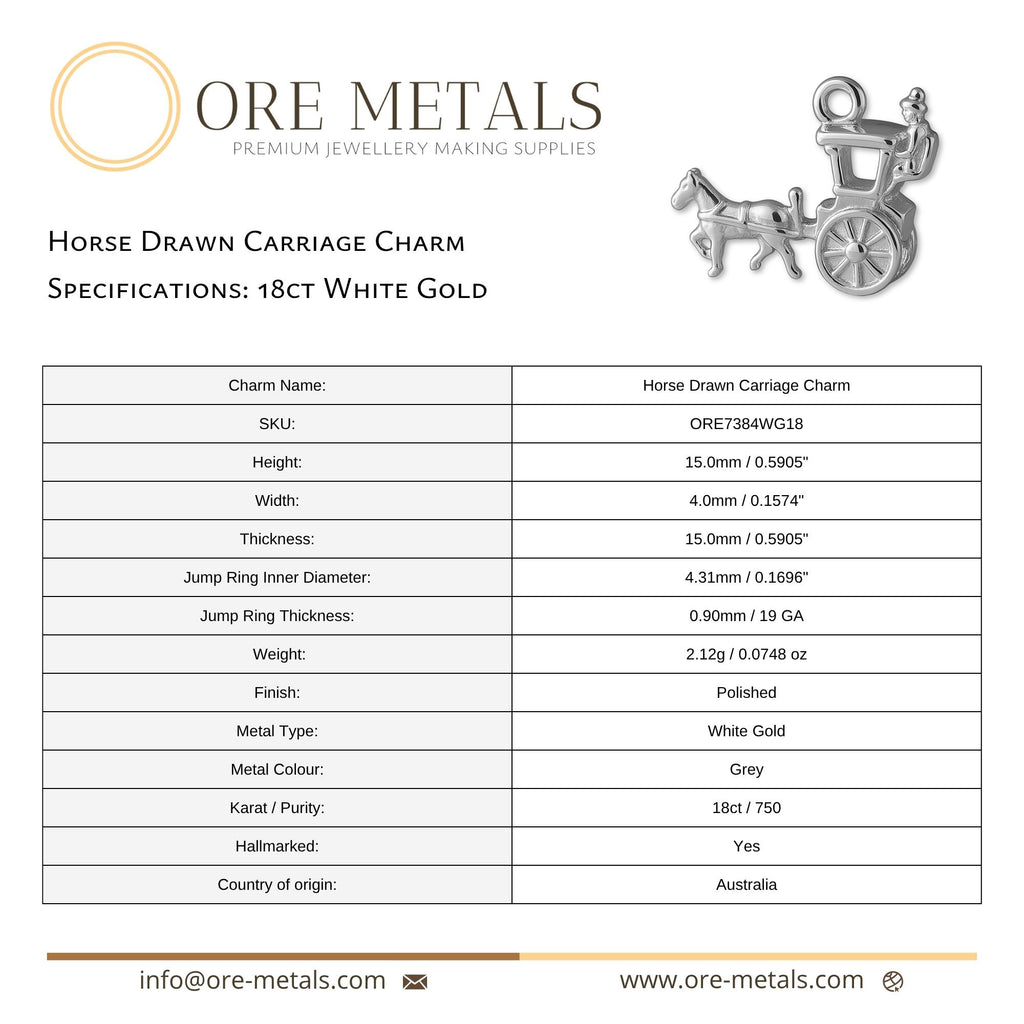 18ct White Gold - Horse Drawn Carriage Charm