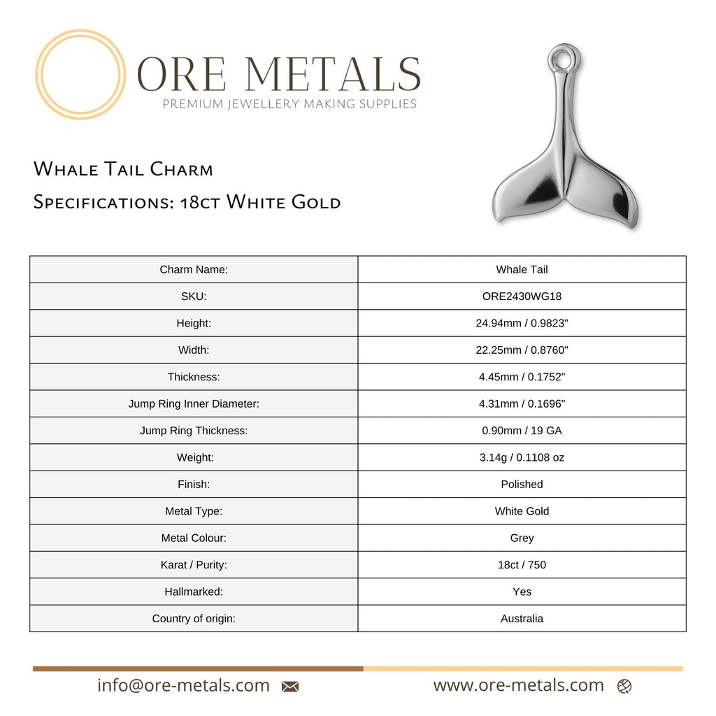 18ct White Gold - Whale Tail Charm