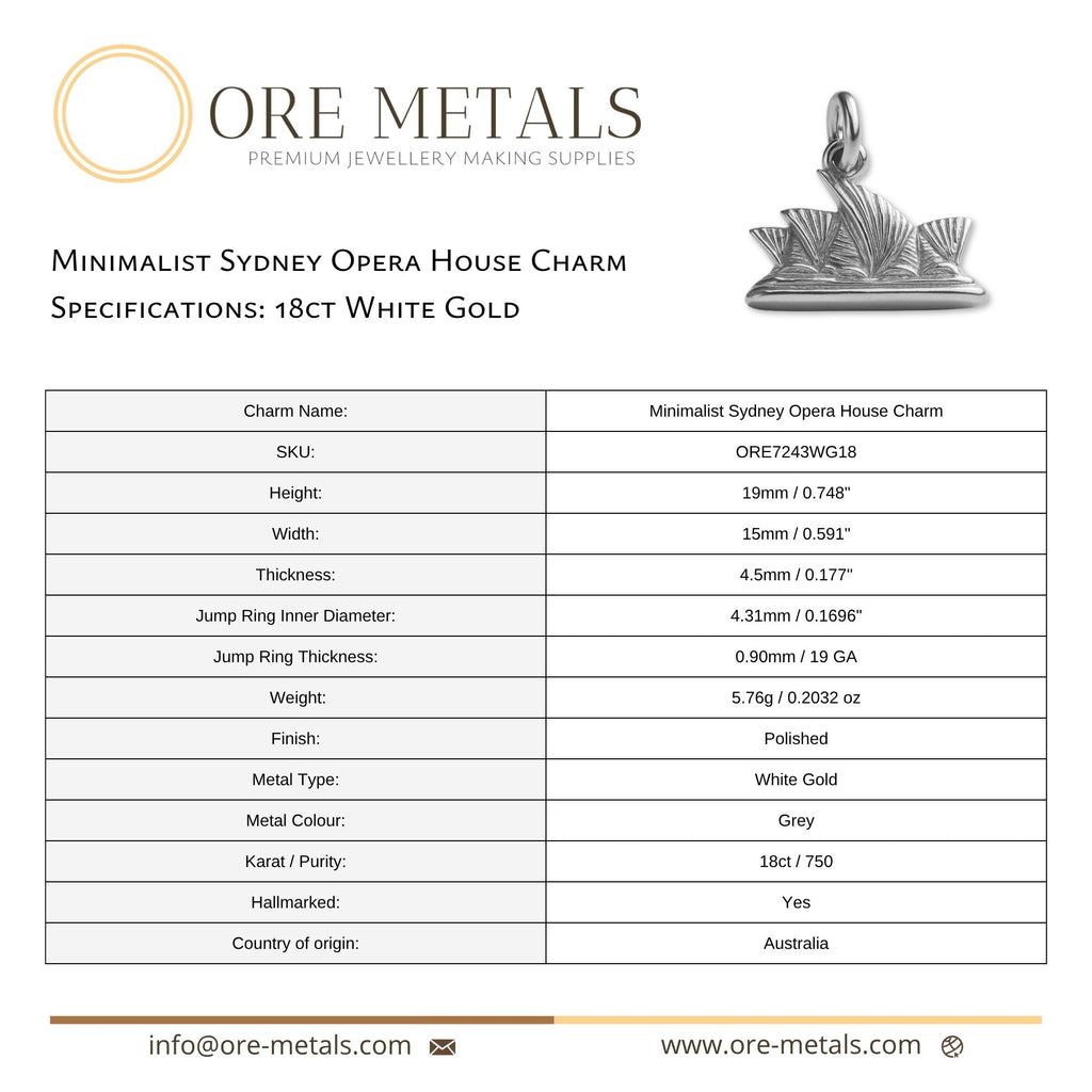 18ct White Gold - Minimalist Sydney Opera House Charm