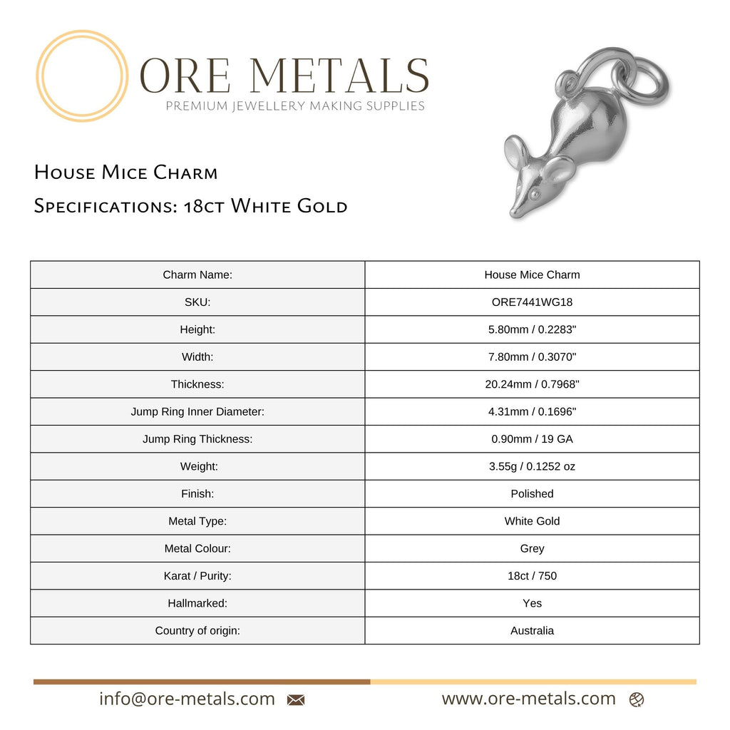 18ct White Gold - House Mice Charm