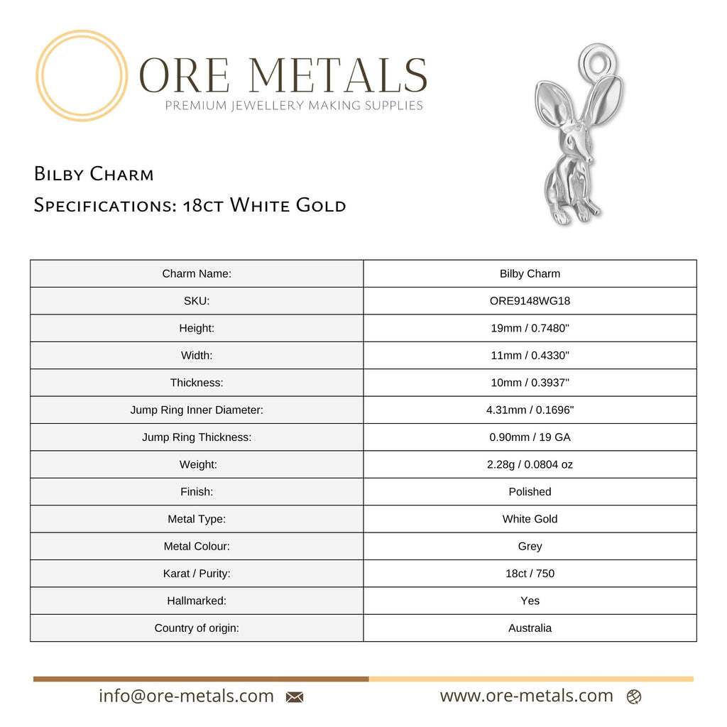18ct White Gold - Bilby Charm