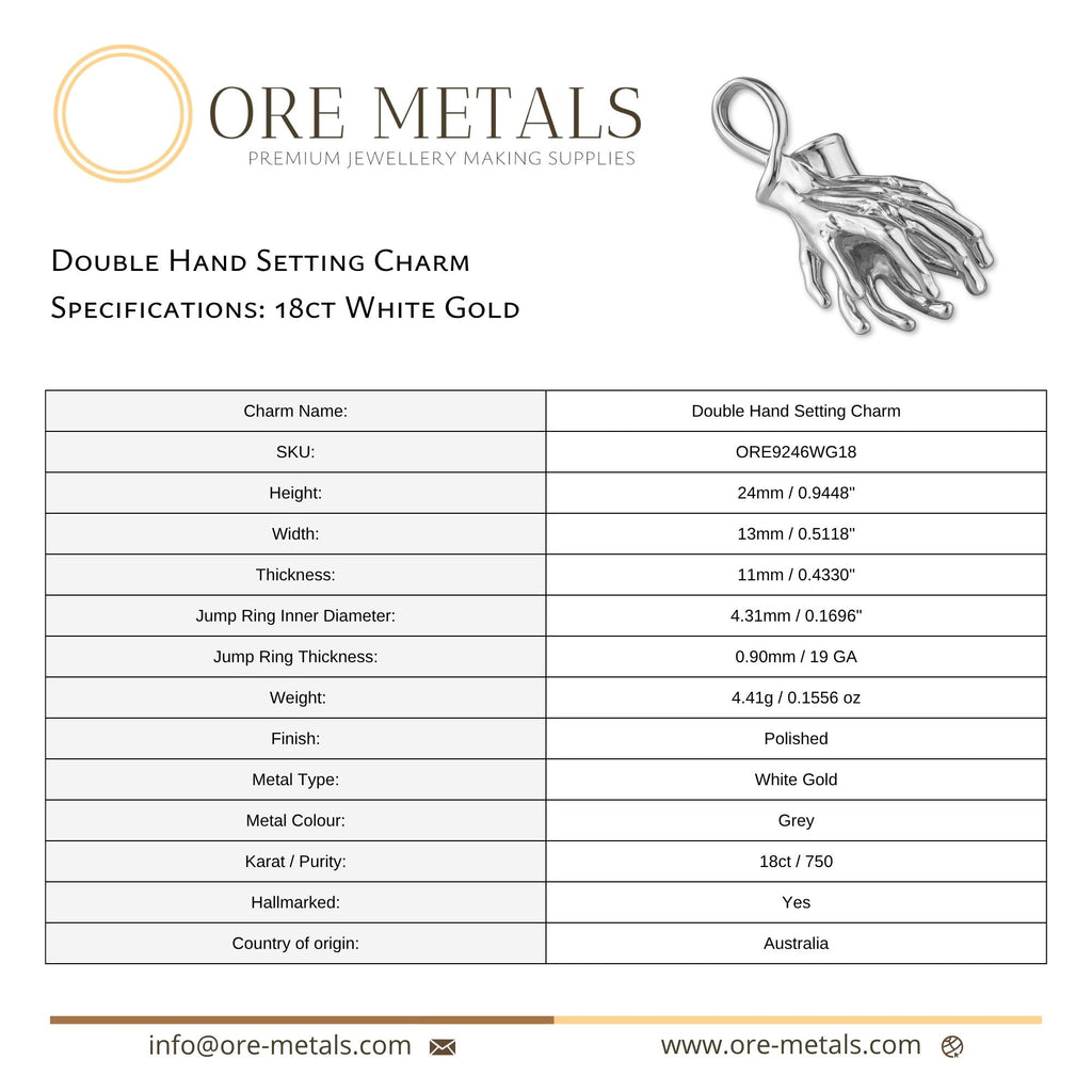18ct White Gold - Double Hand Charm