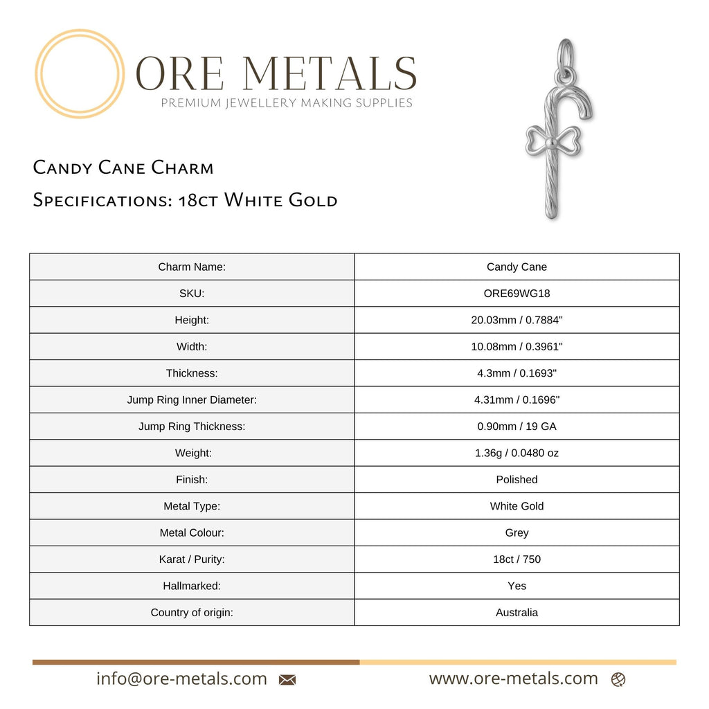 18ct White Gold - Candy Cane Charm