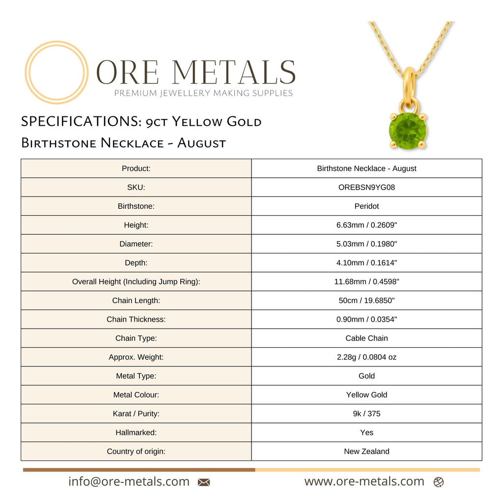 9ct Yellow Gold | Peridot - August Birthstone Necklace