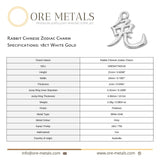 18ct White Gold - Rabbit Chinese Zodiac Charm