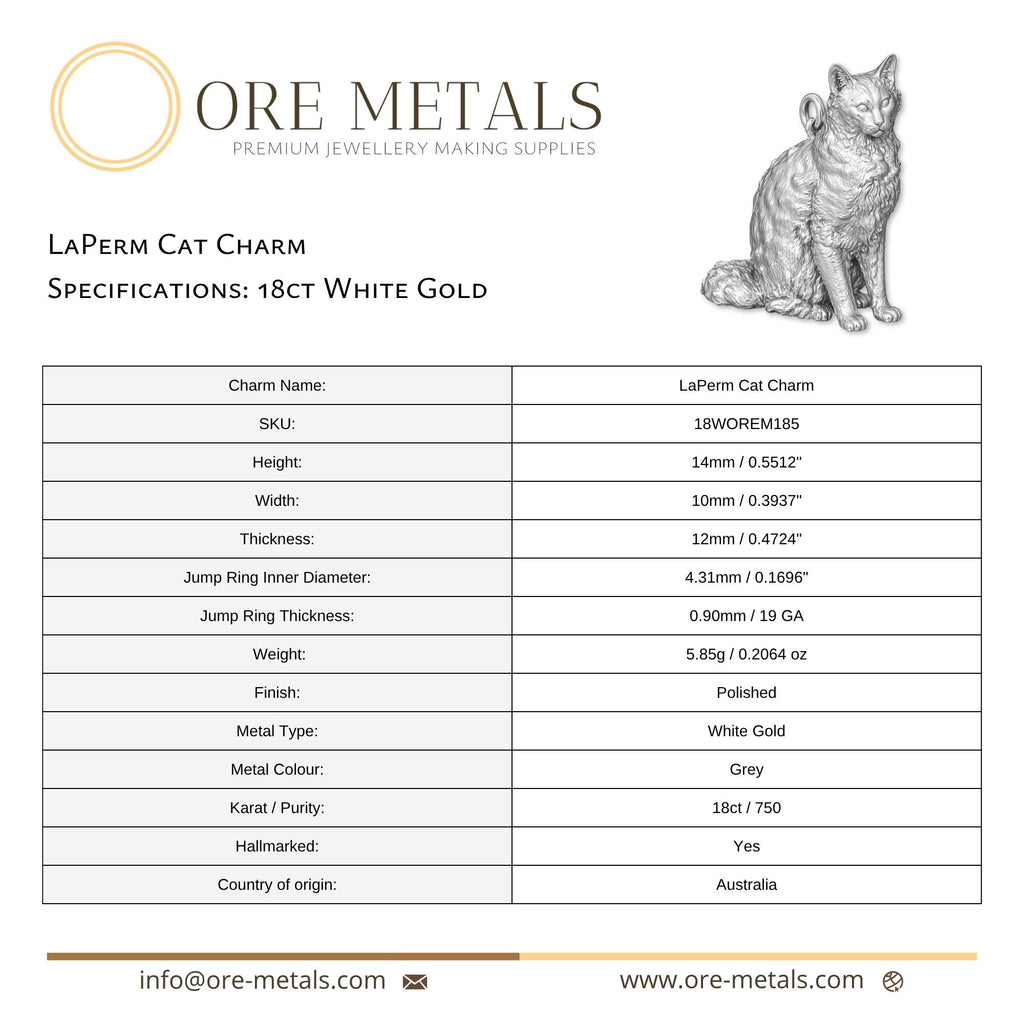 18ct White Gold - LaPerm Cat Charm