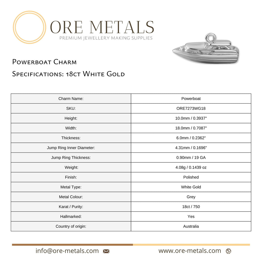 18ct White Gold - Powerboat Charm