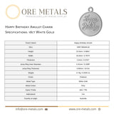 18ct White Gold - Happy Birthday Amulet Charm