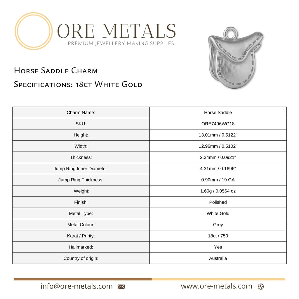 18ct White Gold - Horse Saddle Charm