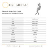 18ct White Gold - Swimming Scuba Diver Charm