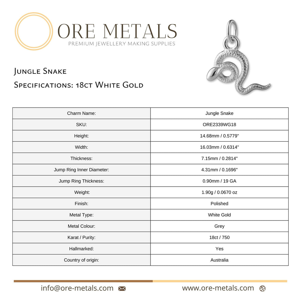 18ct White Gold - Jungle Snake Charm