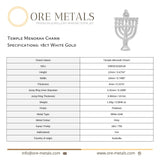 18ct White Gold - Temple Menorah Charm