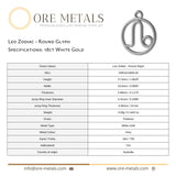 18ct White Gold - Leo Zodiac Round Charm