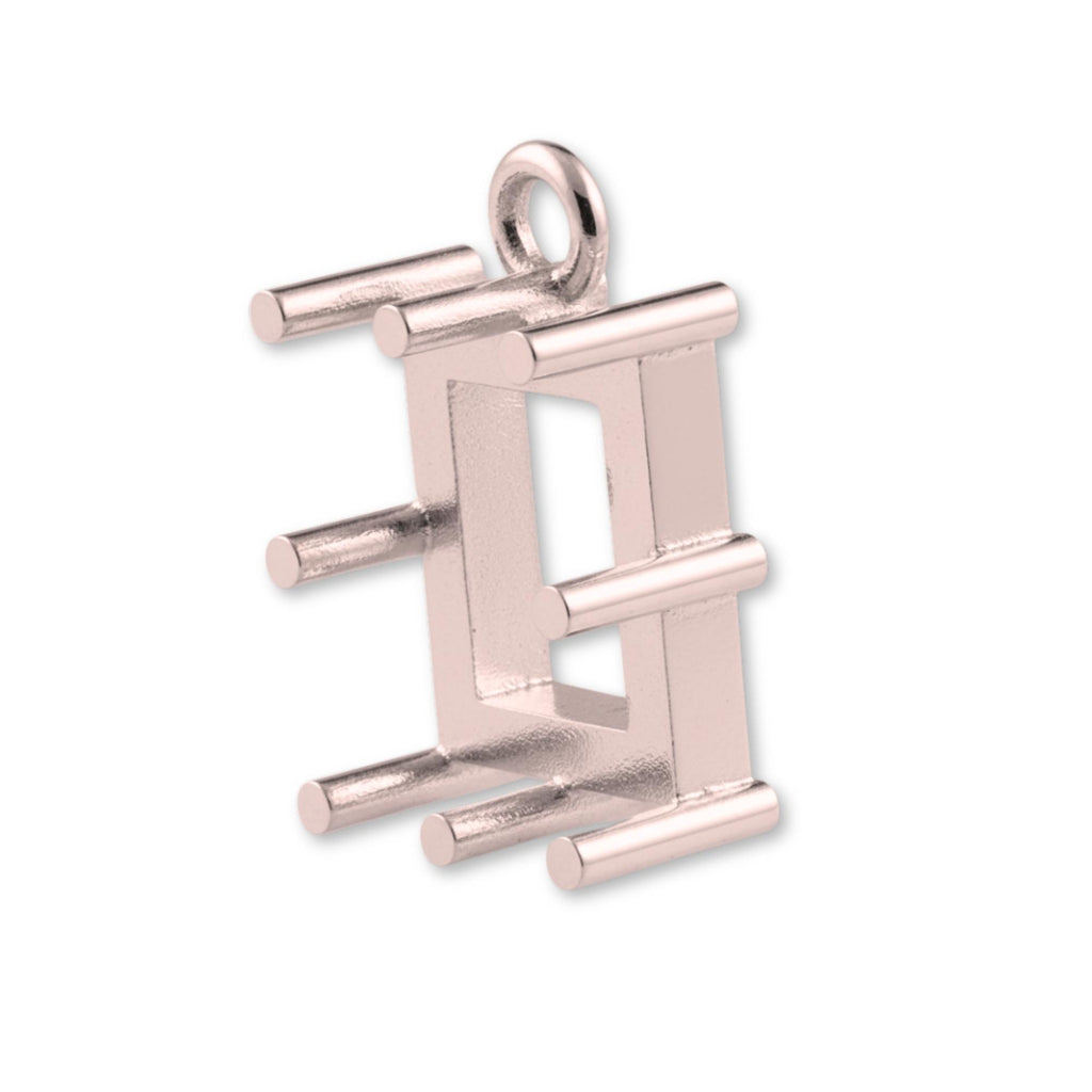 18ct Rose Gold - Rectangle Prong Setting
