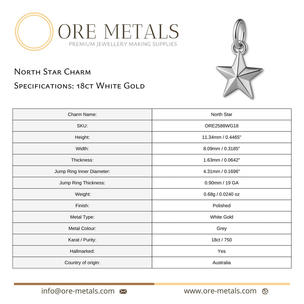 18ct White Gold - North Star Charm
