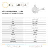 18ct White Gold - Table Tennis Paddle Charm