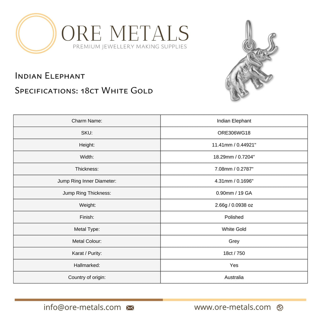 18ct White Gold - Indian Elephant Charm