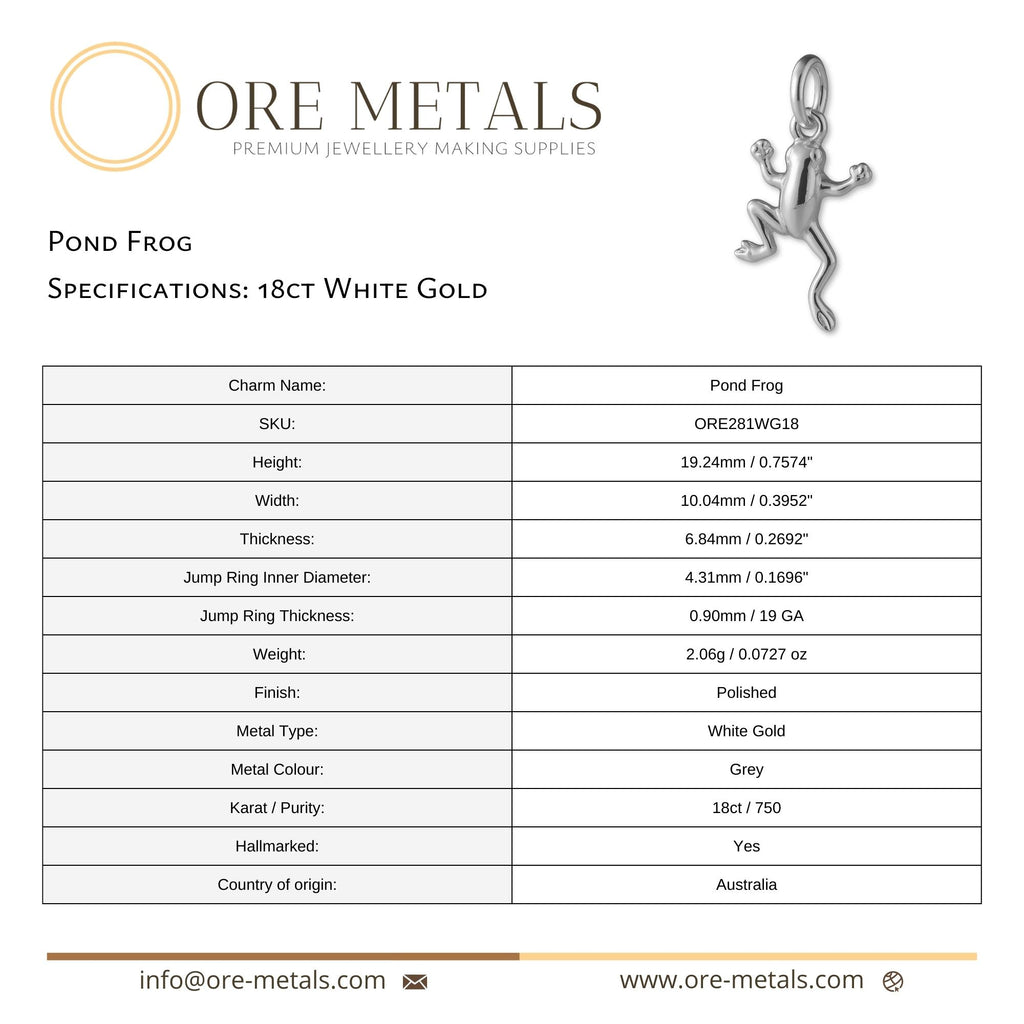 18ct White Gold - Pond Frog Charm