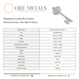18ct White Gold - Baroque Filigree Key Charm