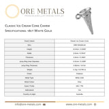 18ct White Gold - Classic Ice Cream Cone Charm