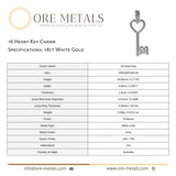 18ct White Gold - 18 Heart Key Charm