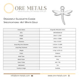 18ct White Gold - Dragonfly Silhouette Charm