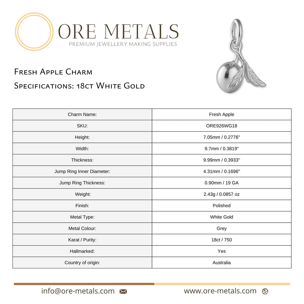 18ct White Gold - Fresh Apple Charm