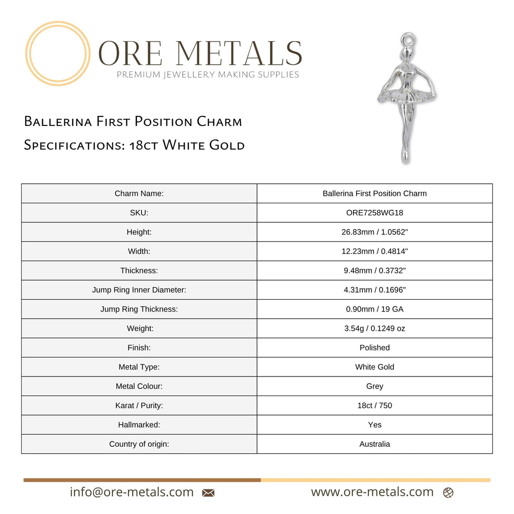 18ct White Gold - Ballerina First Position Charm