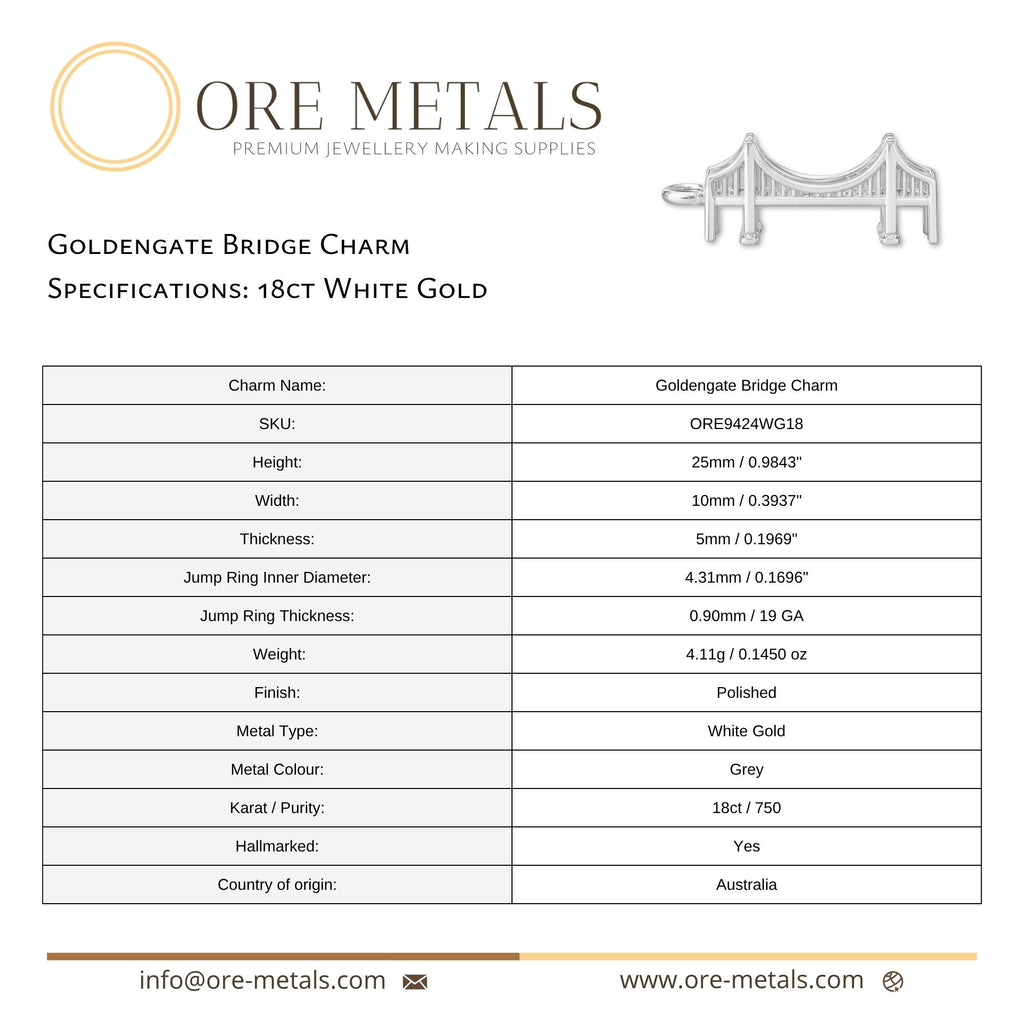 18ct White Gold - Goldengate Bridge Charm