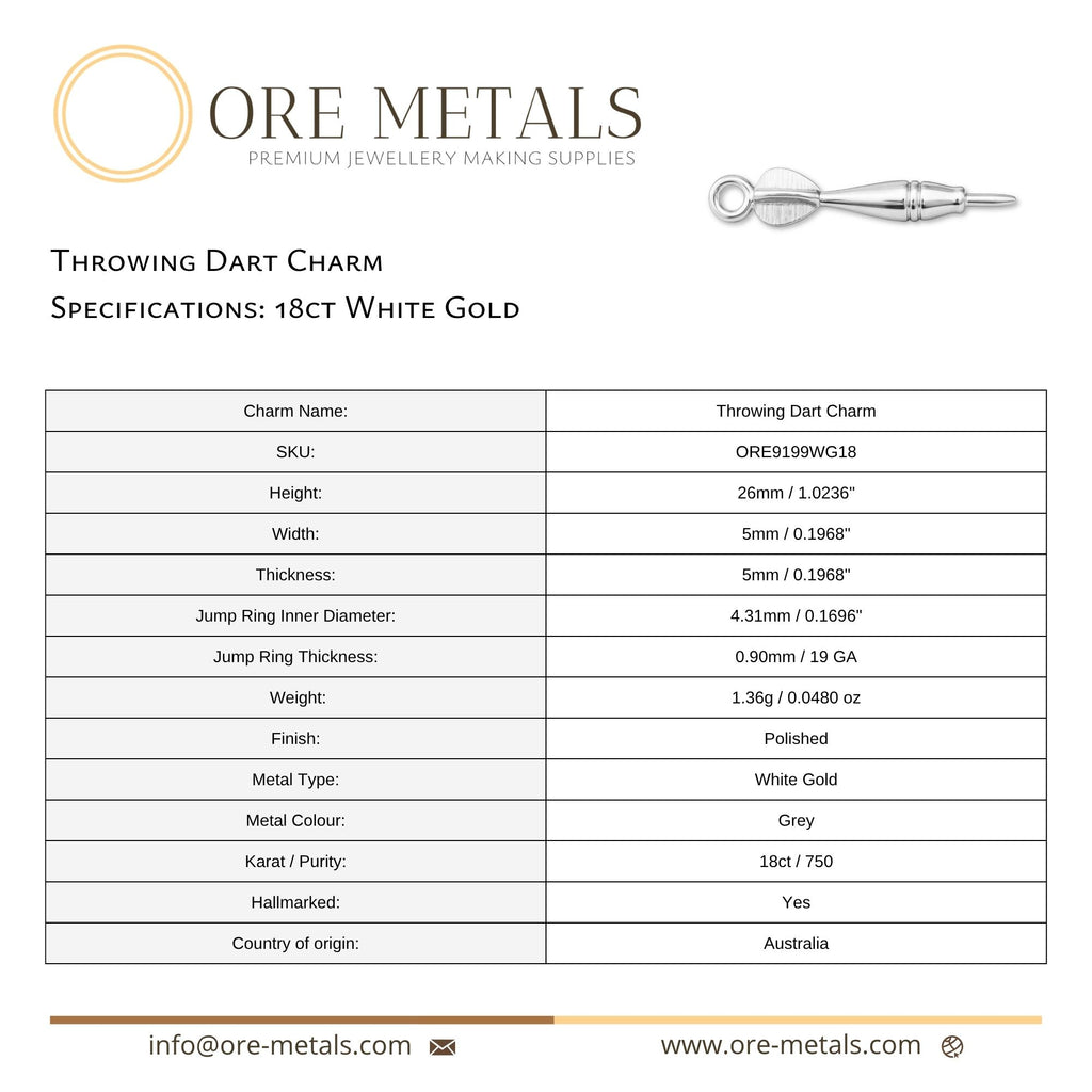 18ct White Gold - Throwing Dart Charm