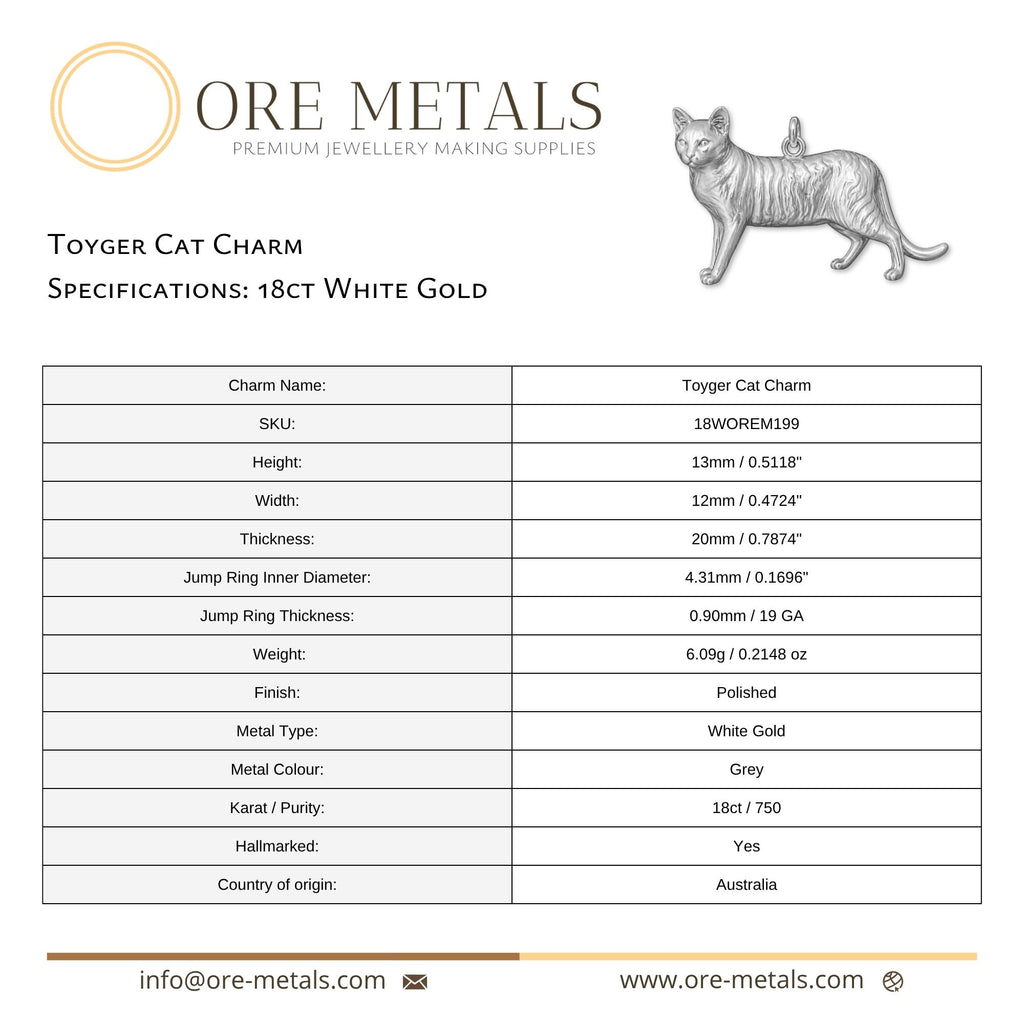 18ct White Gold - Toyger Cat Charm