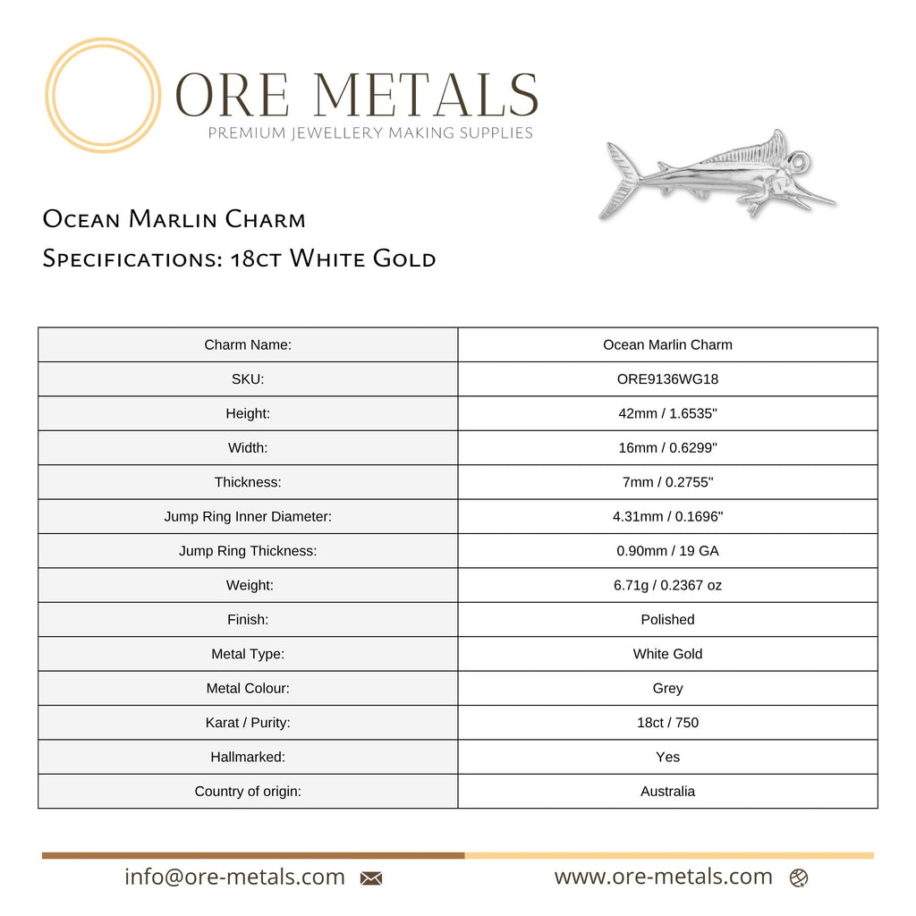 18ct White Gold - Ocean Marlin Charm