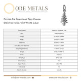 18ct White Gold - Potted Fir Christmas Tree Charm