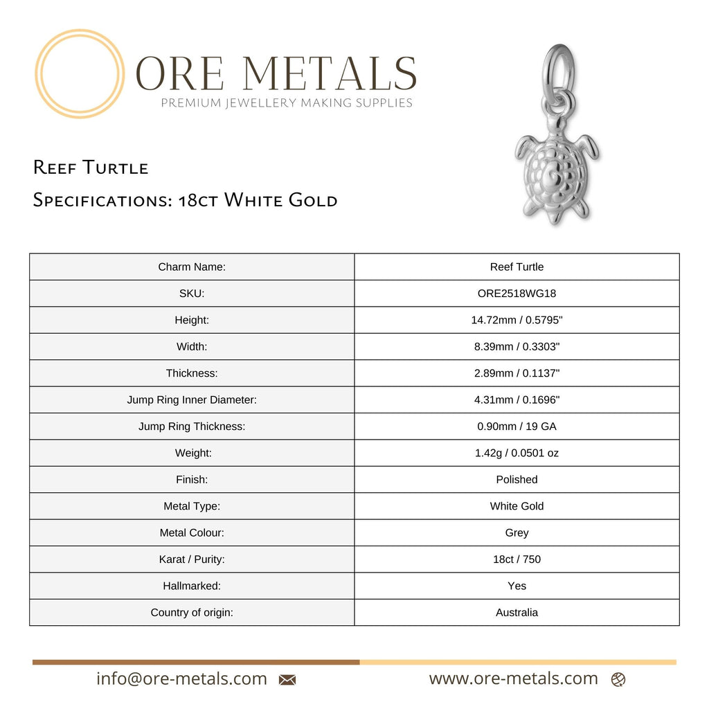 18ct White Gold - Reef Turtle Charm