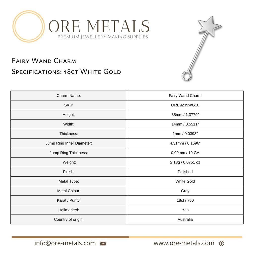 18ct White Gold - Fairy Wand Charm