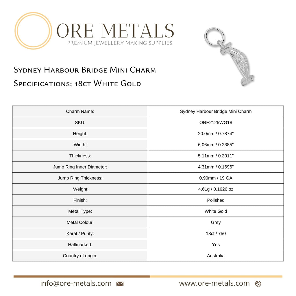 18ct White Gold - Sydney Harbour Bridge Gallery Charm